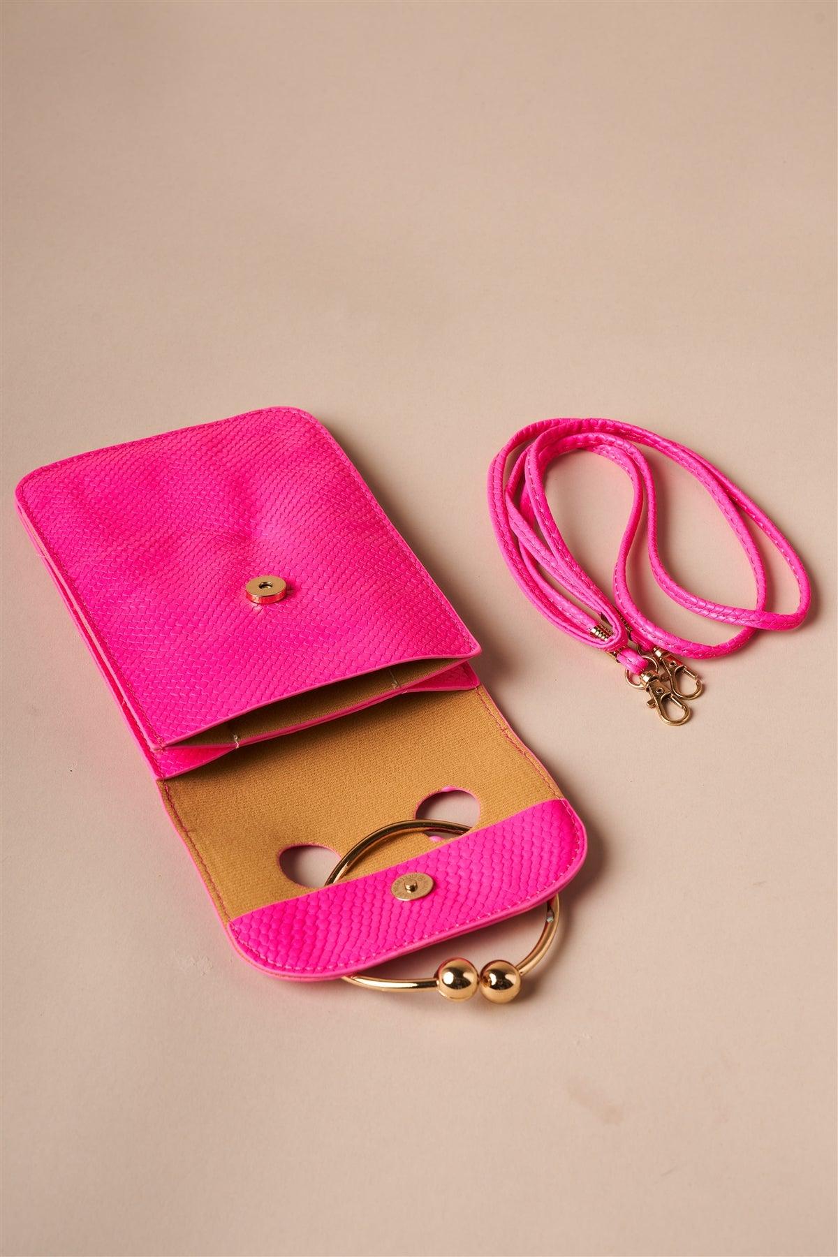 Hot Pink Python Ring Loop Crossbody Bag /3 Bags