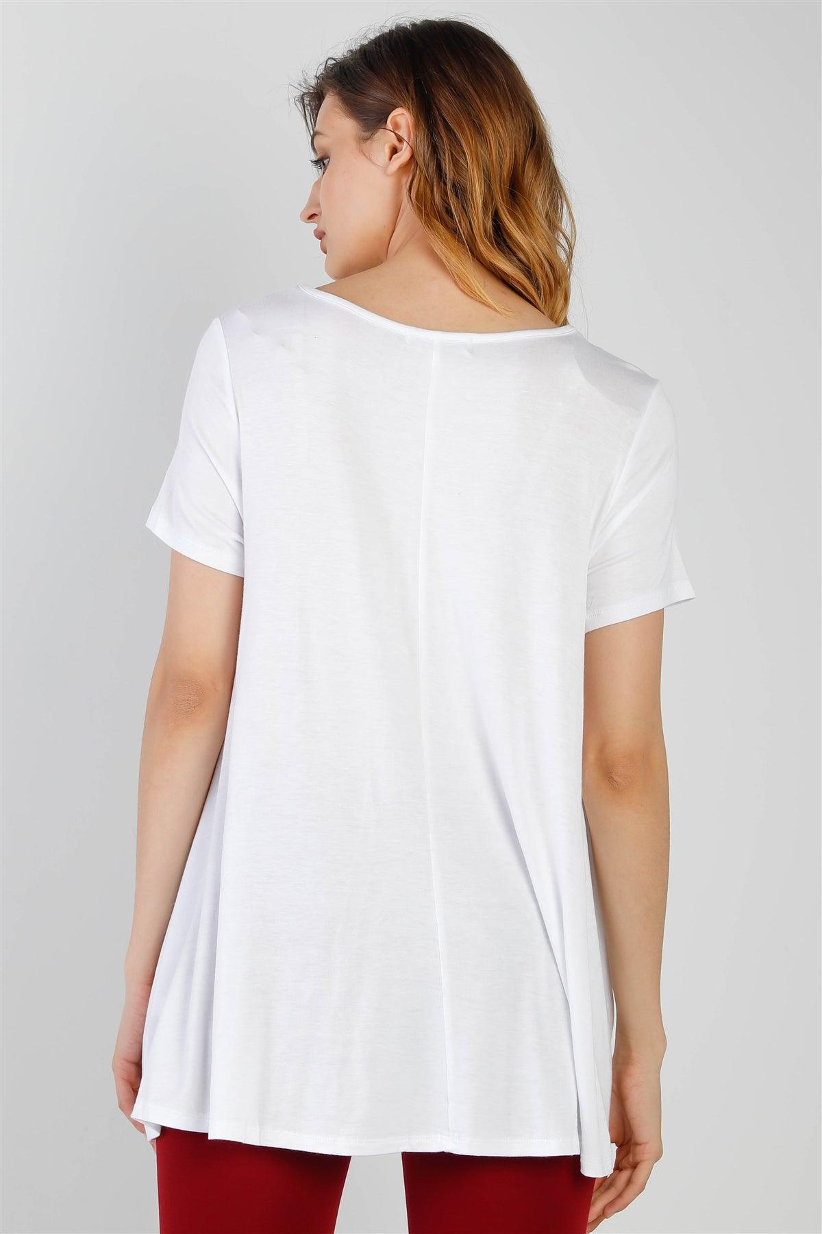 White Short Sleeve Relaxed Fit Top /1-2-2-1