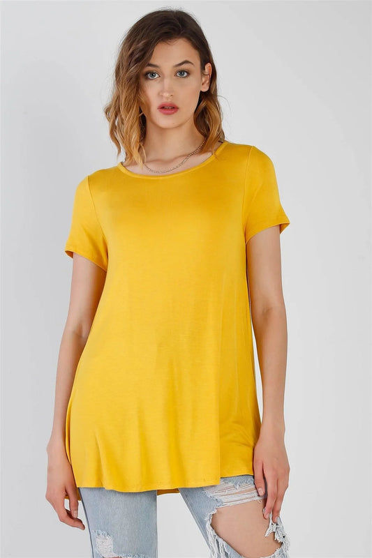 Yellow Short Sleeve Relaxed Fit Top /1-2-2-1 - Tasha Apparel Wholesale