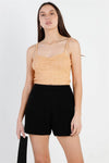 Dusty Orange Knit Ruched Detail V-Neck Sleeveless Top /3-2-1 - Tasha Apparel Wholesale