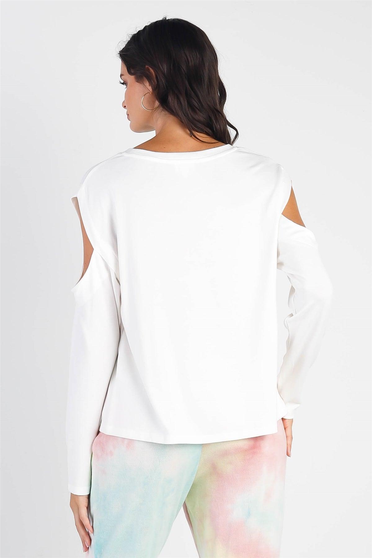 White Off-The-Shoulder Long Sleeve Top /3-2-1