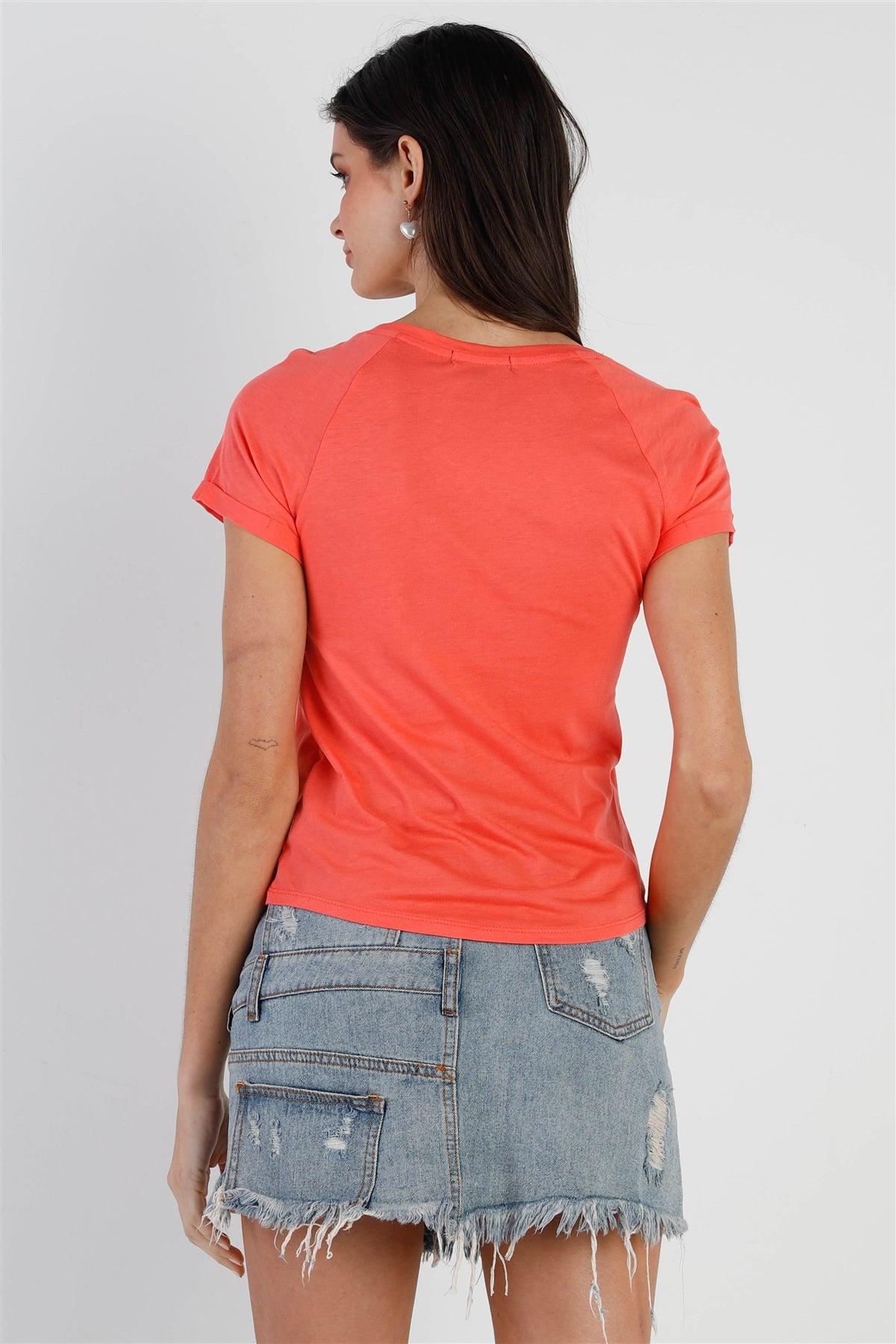 Coral Short Sleeve Cotton Blend T-Shirt Top /2-3