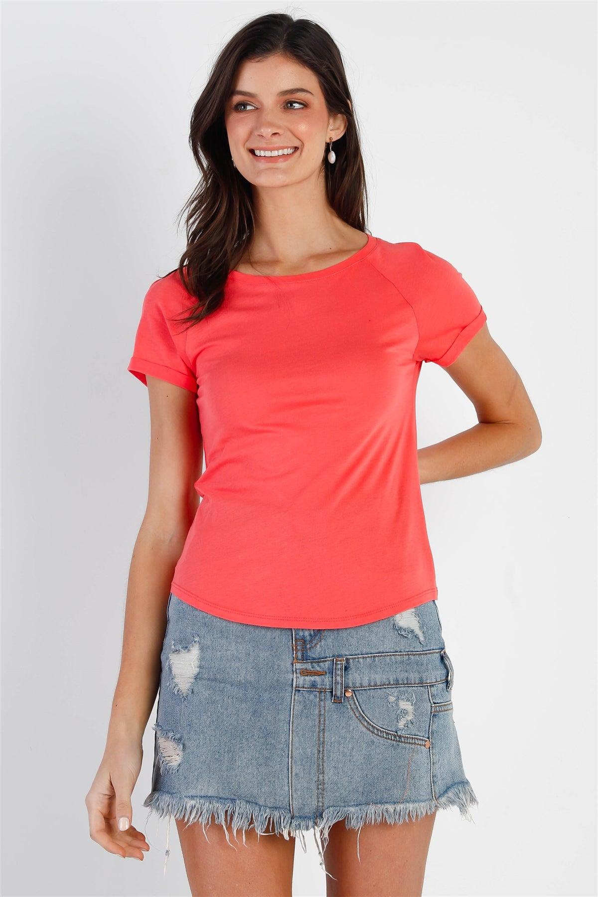 Coral Short Sleeve Cotton Blend T-Shirt Top /2-3