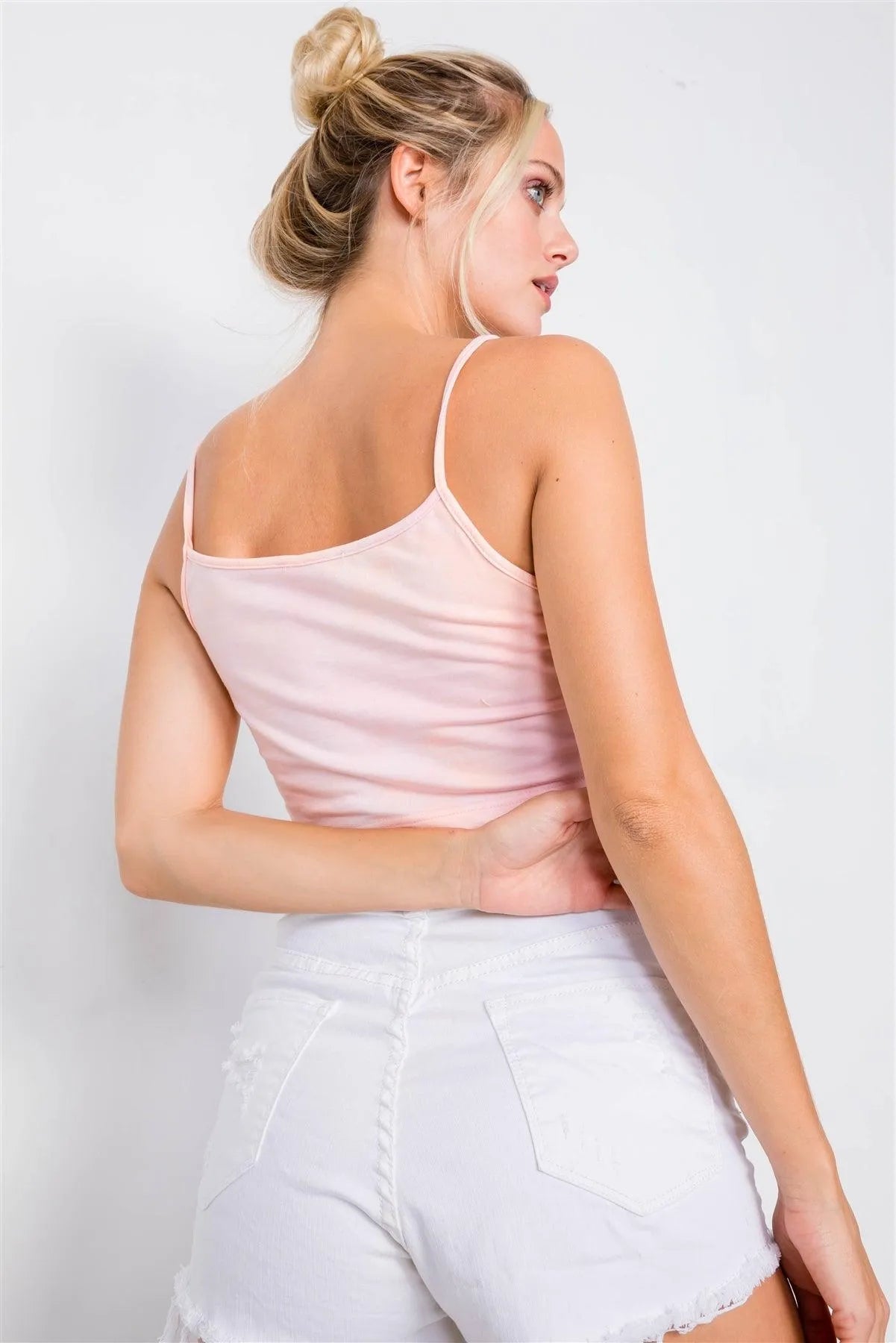 Pink Tie Dye Front Twist Crop Top /4-2-1 - Tasha Apparel Wholesale