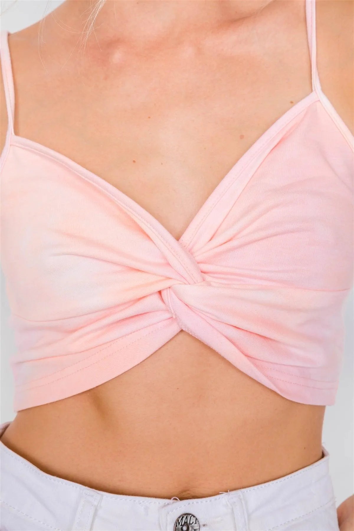 Pink Tie Dye Front Twist Crop Top /4-2-1 - Tasha Apparel Wholesale