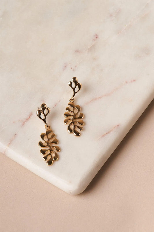 Gold Metal Leaf Drop Earrings /6 Pairs - Tasha Apparel Wholesale