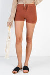 Brown Knit High Waist Shorts /3-2 - Tasha Apparel Wholesale