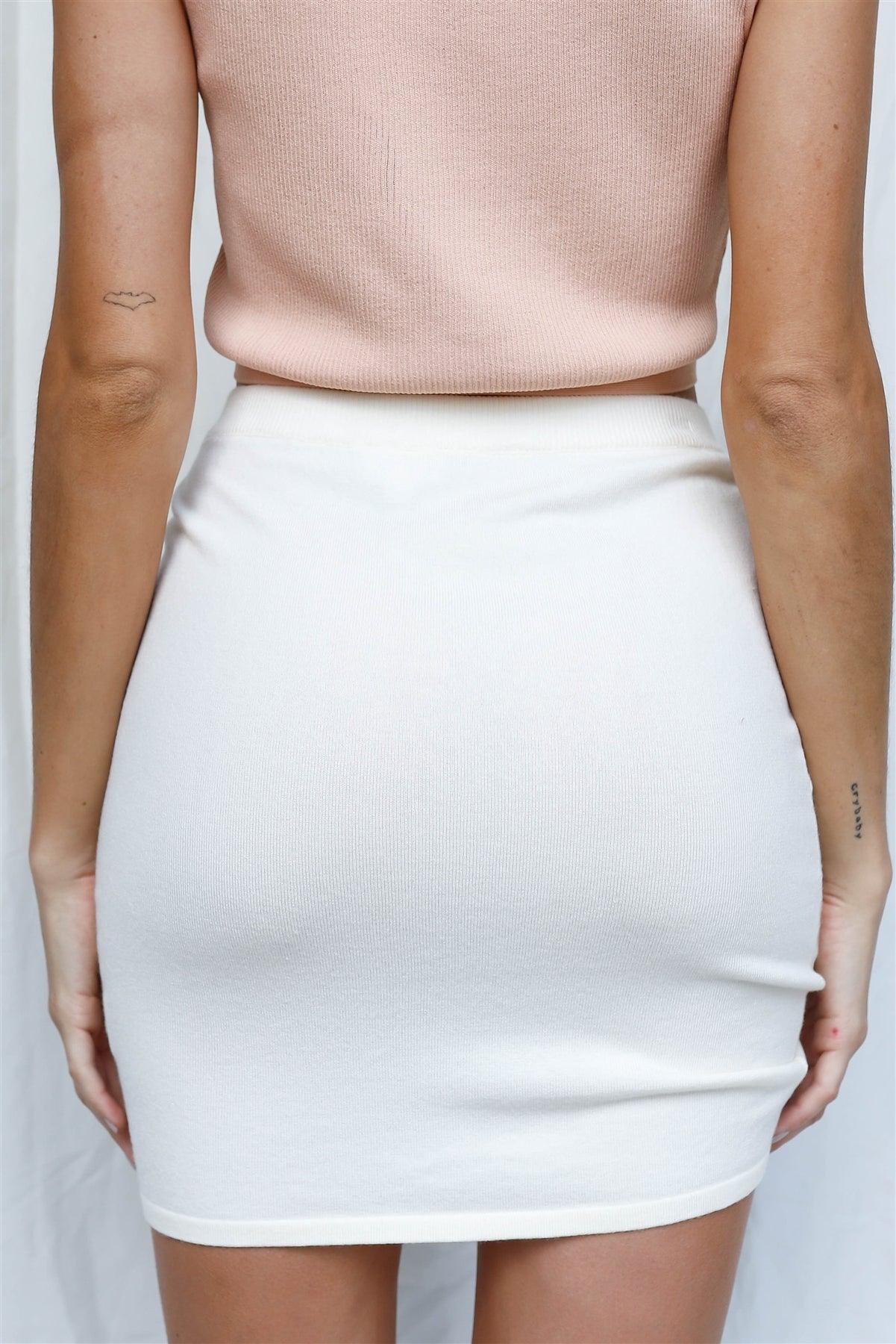 Ivory Ruched Detail Mini Skirt /3-2-1