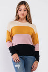 Multi Color Long Sleeve Round Neck Regular Fit Sweater /3-2-1 - Tasha Apparel Wholesale
