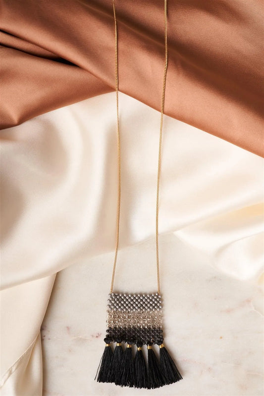 Black Multilayer Chain Choker Gold Inverted Triangle Bar Pendant Necklace /1 Pair - Tasha Apparel Wholesale