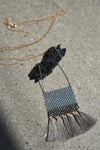 Grey Tassels & Beads Necklace /3 Pieces