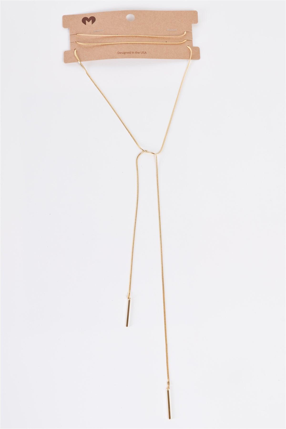 Gold Long Aglet Tip Chain Open Wrap Necklace /5 Pieces