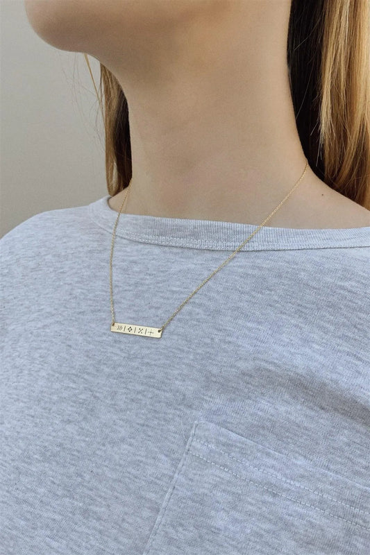 Gold Minimalist Engrave Horizontal Tag Arrow Symbol Necklace /6 Pieces - Tasha Apparel Wholesale