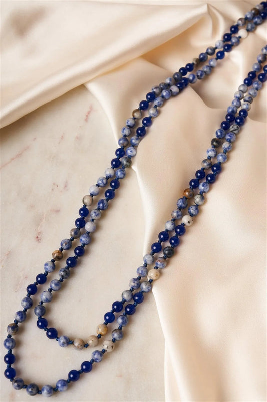 Navy Functional Wrappable Semi Precious Stone Necklace /4 Pieces - Tasha Apparel Wholesale