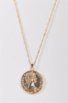 Gold Twisted Chain With Double Side Coin Pendant Necklace /3 Pieces