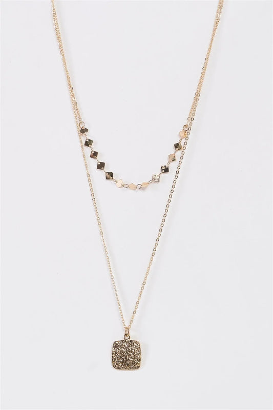 Artemis Gold Square Charm Pendant Necklace - Tasha Apparel Wholesale