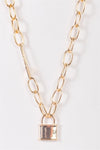 Gold Thick Paper Clip Chain With Padlock Pendant And A Pin Necklace /3 Pieces
