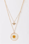 Gold Chain Real Daisy Bee Faux Diamond Pendants Necklace - Tasha Apparel Wholesale