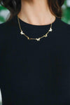 Gold Thin Linked Chain With Gold & Crystal Butterfly Pendants Necklace /3 Pieces