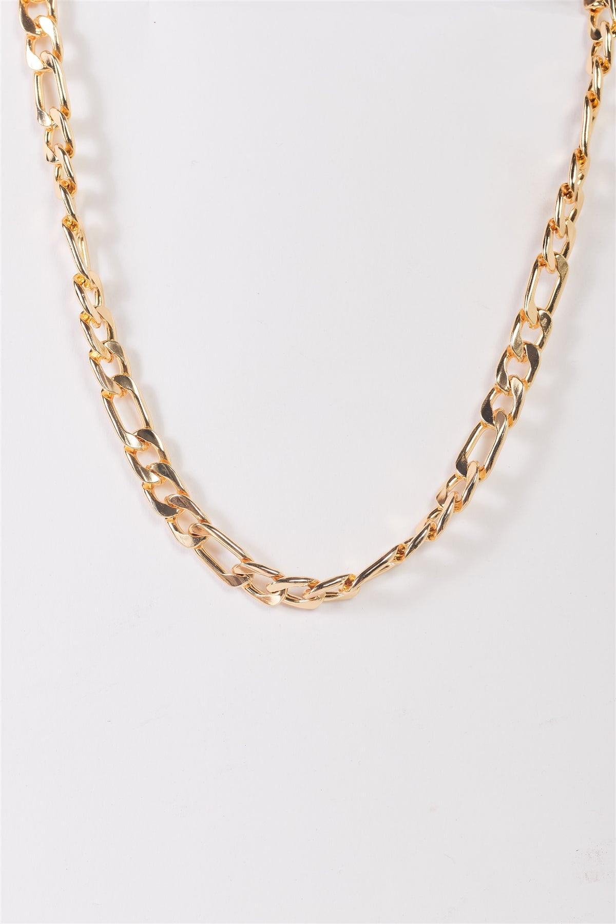 Gold Figaro Link Chain Necklace /3 Pieces