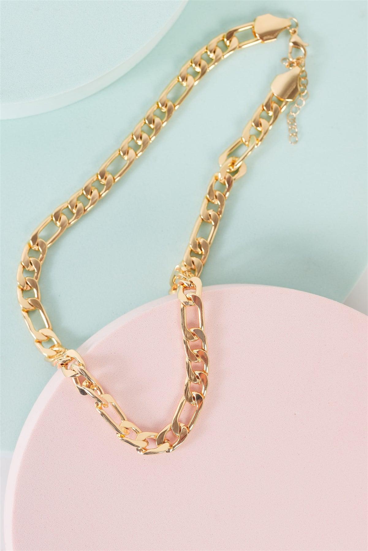 Gold Figaro Link Chain Necklace /3 Pieces