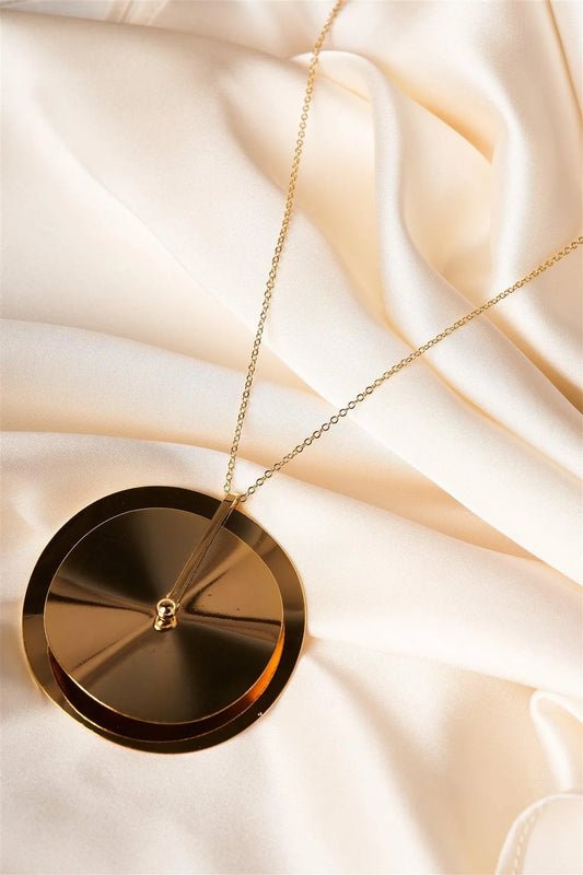 Gold Double Round Disc Pendant Necklace /6 Pairs - Tasha Apparel Wholesale