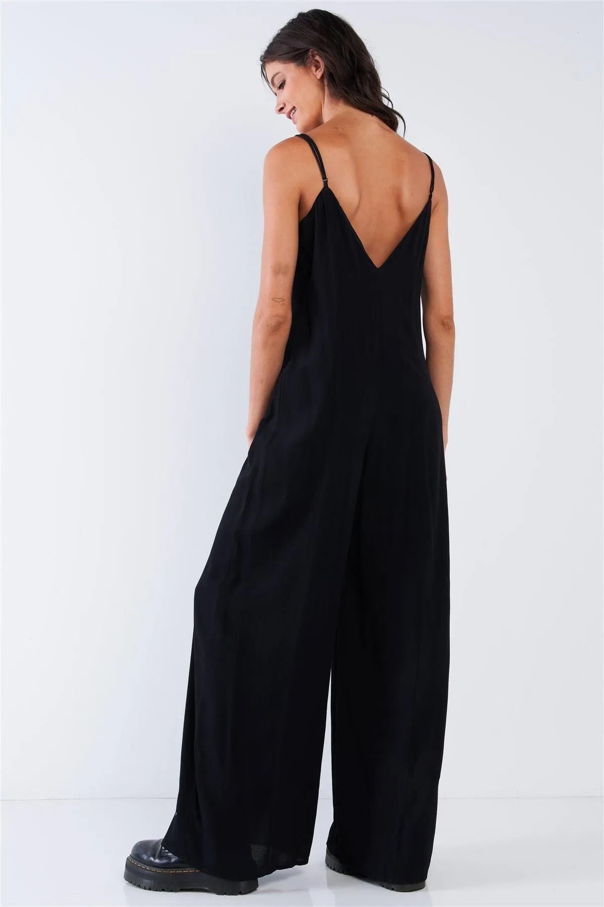 Silk Lined Adjustable Cami Strap V-Neck Button Up Jumpsuit /2-4 - Tasha Apparel Wholesale