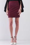 Wine Crochet High-Waisted Fitted Pencil Mini Skirt / 1-2-2-1