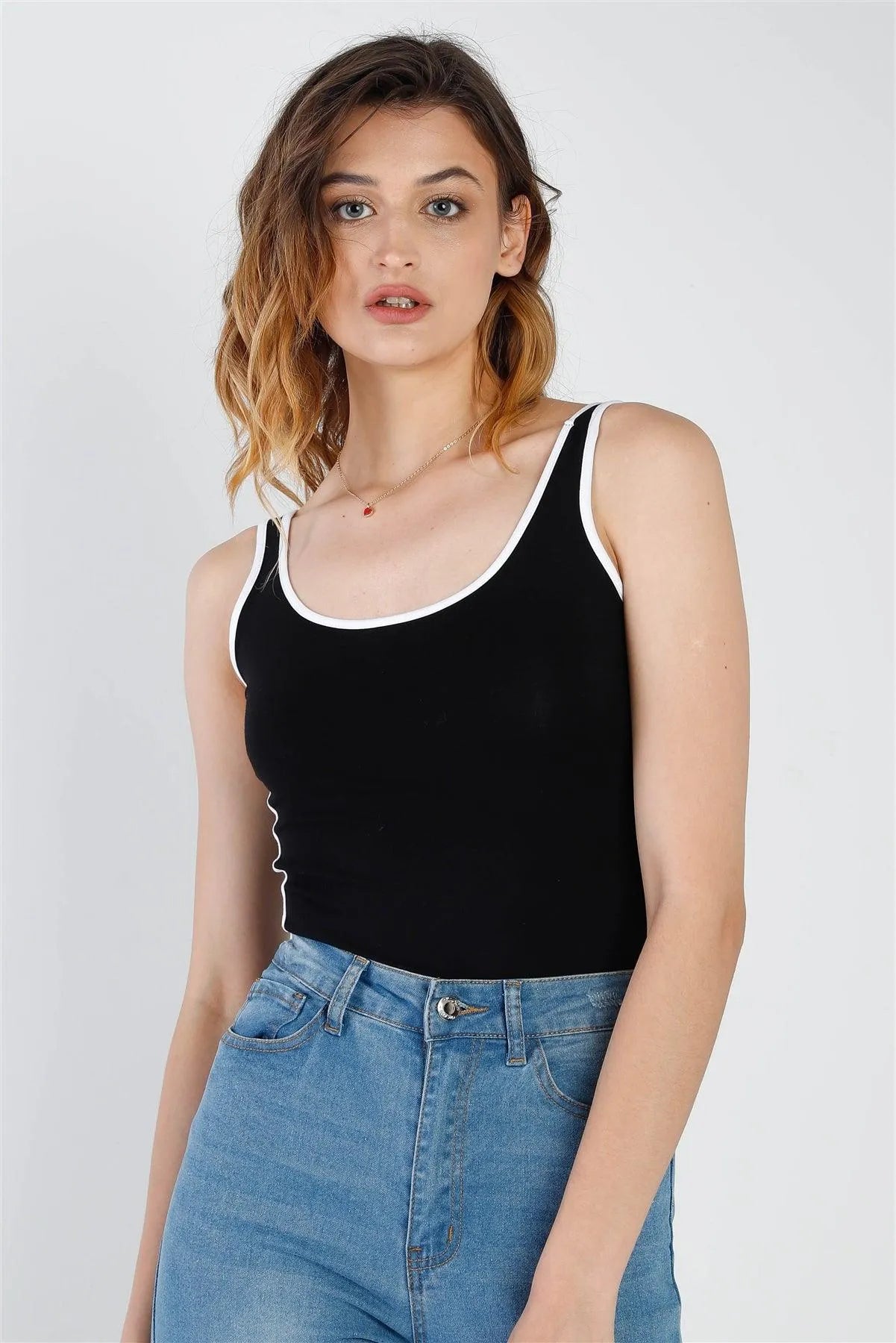 Stripe Detail Contrast Trim Sleeveless 3-Pk Bodysuit /3-3-3 - Tasha Apparel Wholesale