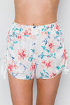 Off White Floral Print Mid Rise Tassel Short / 2-2-2 - Tasha Apparel Wholesale