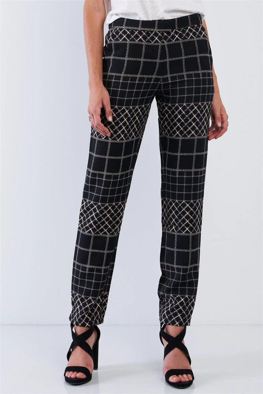 Black Tan Printed Relaxed Fit Slack Pant /1-2-2-1 - Tasha Apparel Wholesale