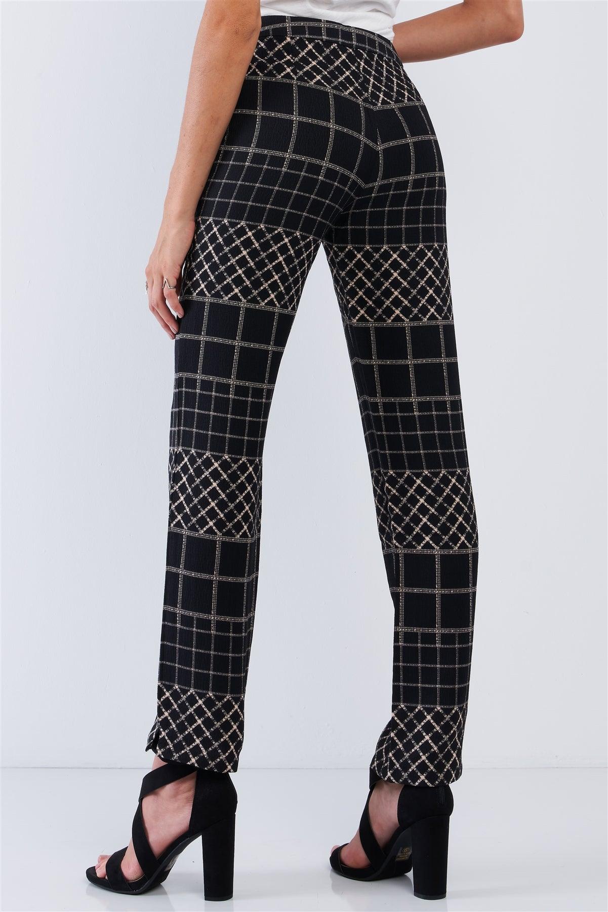 Black Tan Printed Relaxed Fit Slack Pant /2-2-2-1