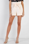 Ivory High Waisted Detachable Self-Tie Belt Mini Shorts - Tasha Apparel Wholesale
