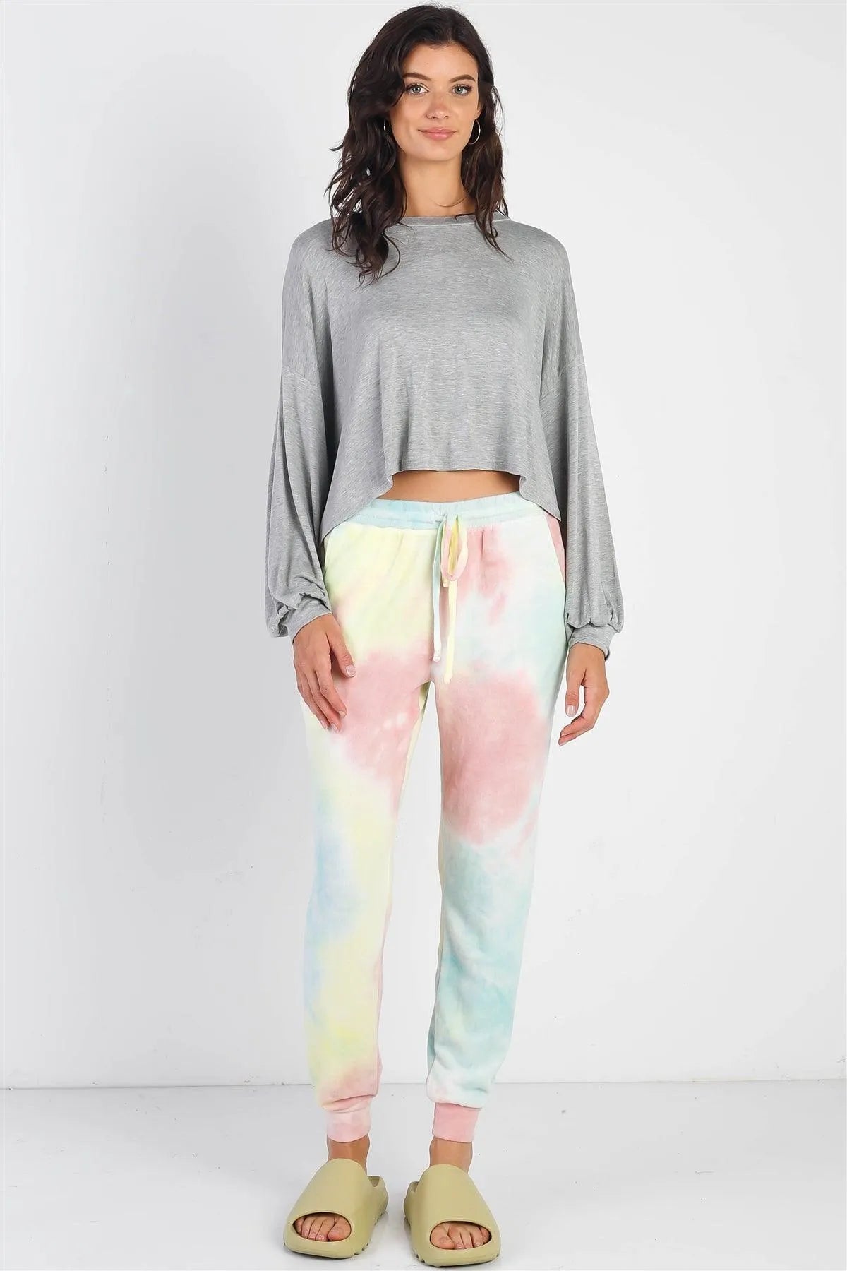 Multi Color Tie-Dye Flannel Jogger Pants /1-1-1 - Tasha Apparel Wholesale