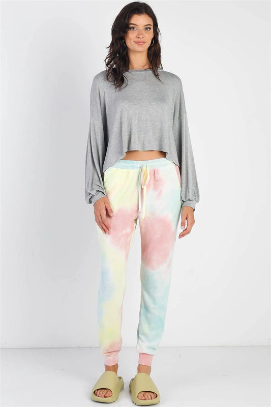Multi Color Tie-Dye Flannel Jogger Pants /1-1-1 - Tasha Apparel Wholesale