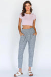 Heather Grey Loungewear Flannel Hight Waist Pants /1-1-1 - Tasha Apparel Wholesale