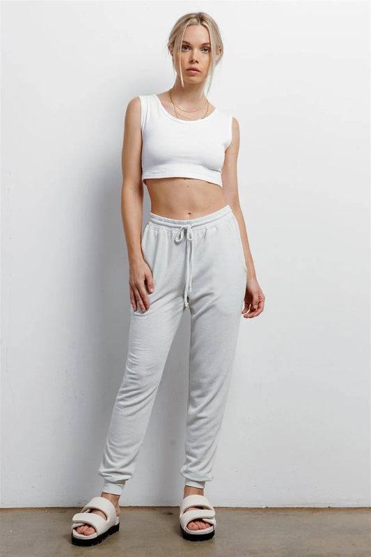 Light Sage High Waist Cuffed Hem Pants /1-1-1 - Tasha Apparel Wholesale