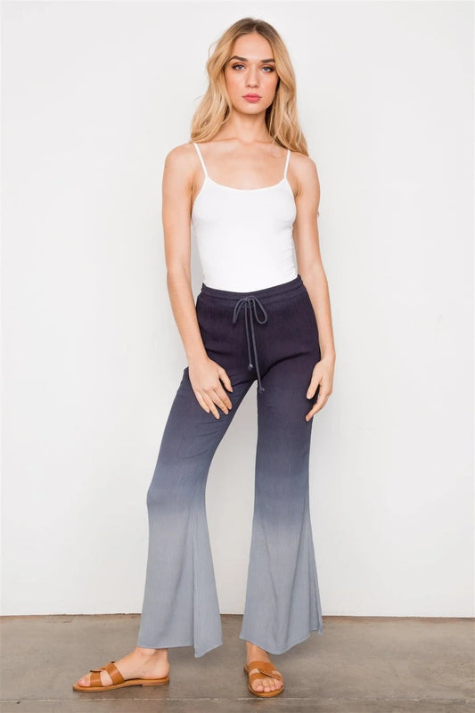 Navy Blue Ombre Boho Wide Leg Pants /2-2-2 - Tasha Apparel Wholesale