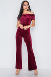 Burgundy Off-The-Shoulder Bodycon Evening Jumpsuit /2-2-2 - Tasha Apparel Wholesale