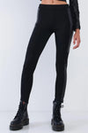 Black High Waisted Vegan Leather Python Print Trim Side Zipper Detail Tight Fit Legging Pants /2-2-2 - Tasha Apparel Wholesale
