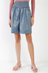 Blue Faux Leather High Waist Bermuda Shorts /3-2-1 - Tasha Apparel Wholesale