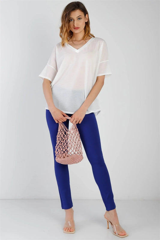 Dark Marine Mid Rise Skinny Pants /3-3 - Tasha Apparel Wholesale