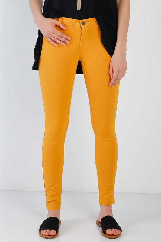 Mustard Mid Rise Skinny Pants /2-2-2 - Tasha Apparel Wholesale