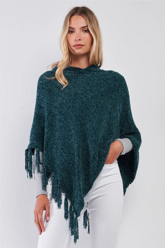 Chenille Knit Tassel Hooded Poncho Pre Pack - Tasha Apparel Wholesale