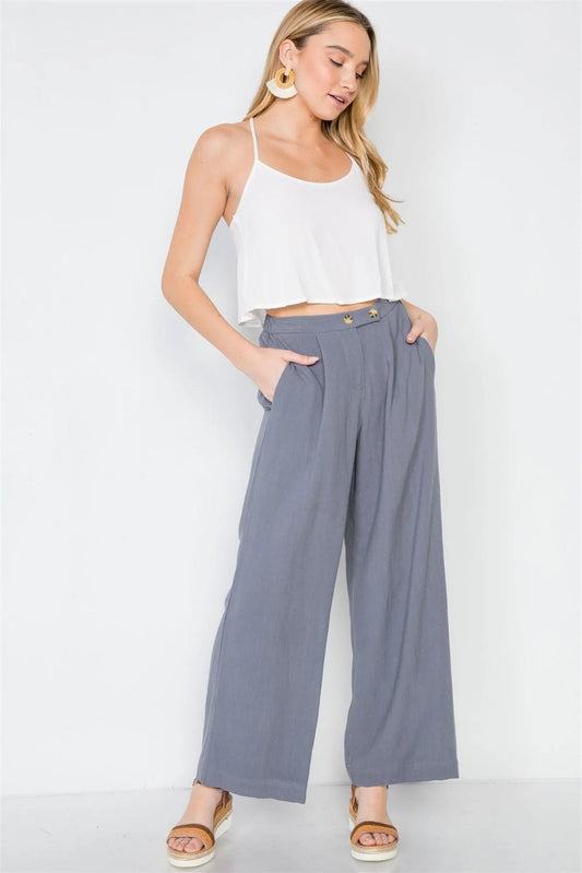 Slate Wide Leg High-Waist Pants /2-2-2 - Tasha Apparel Wholesale