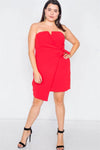 Junior Plus Size Red Sleeveless Mock Wrap Mini Chic Dress /3-2-1 - Tasha Apparel Wholesale