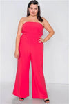 Junior Plus Size Magenta Buckle Cut-Out Sleeveless Wide Leg Jumpsuit /3-2-1 - Tasha Apparel Wholesale