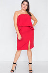 Junior Plus Size Lipstick Red Sleeveless Side Slit Mini Dress /3-2-1