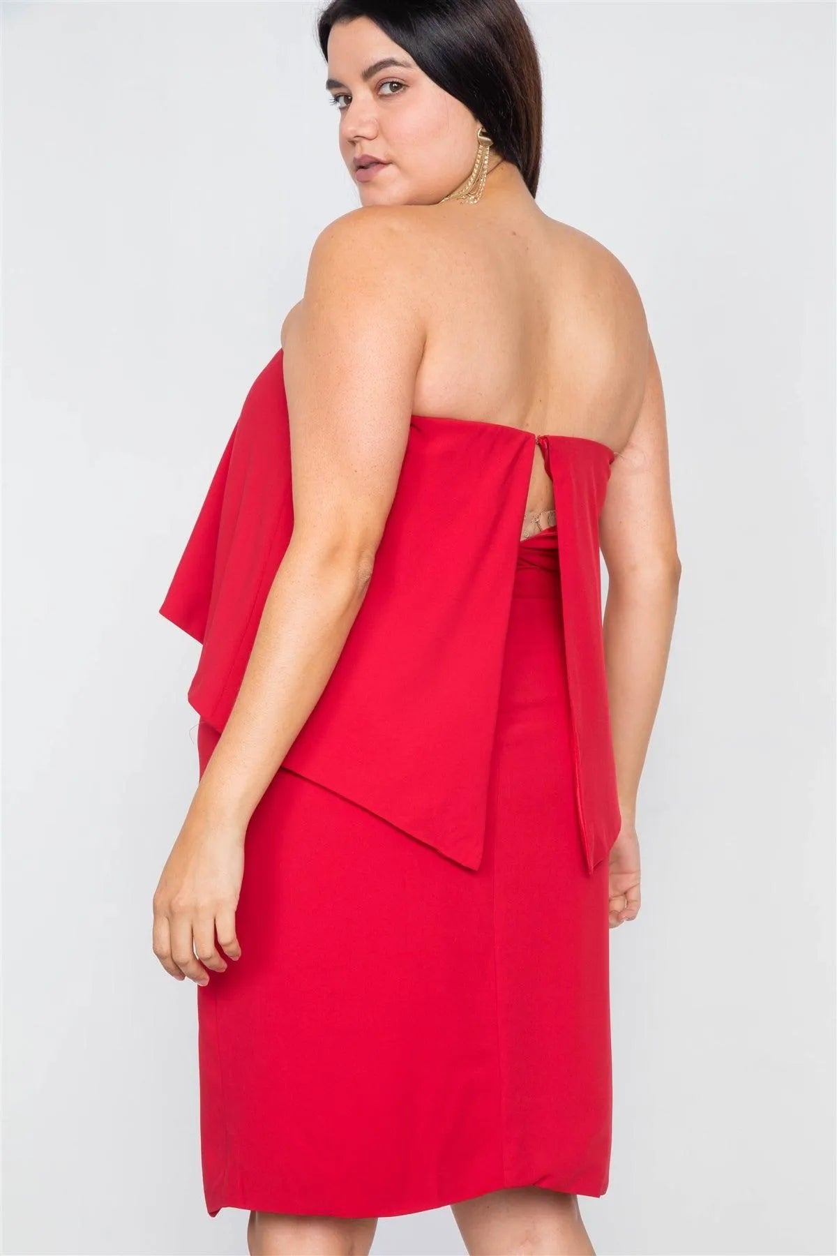 Junior Plus Size Lipstick Red Sleeveless Side Slit Mini Dress /3-2-1 - Tasha Apparel Wholesale