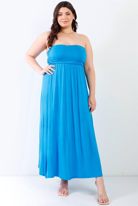 "Mermaid" Junior Plus Blue Sleeveless Maxi Dress /2-2-2 - Tasha Apparel Wholesale